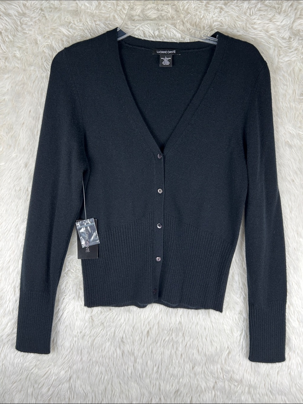 NWT Luciano Dante Cashmere Black Button Cardigan Sweater